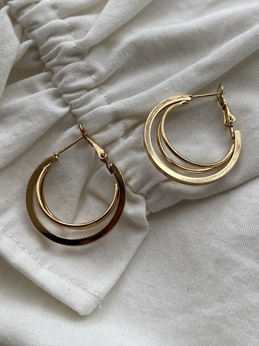 Dual Circle Gold and Silver Earrings