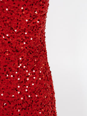 Red Sequin Camisole Dress