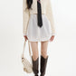 White Shirt Dress with Tie + Knitted Short Sweater Two-Piece Set