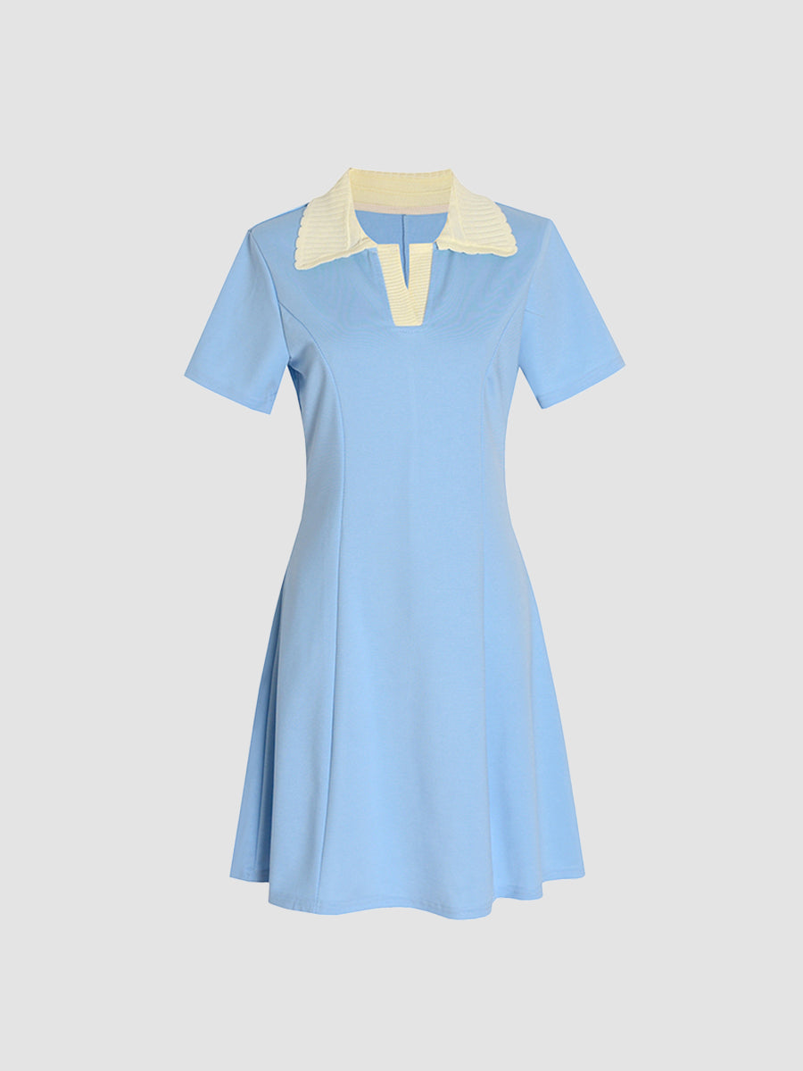 Polo Solid Color Patchwork Dress