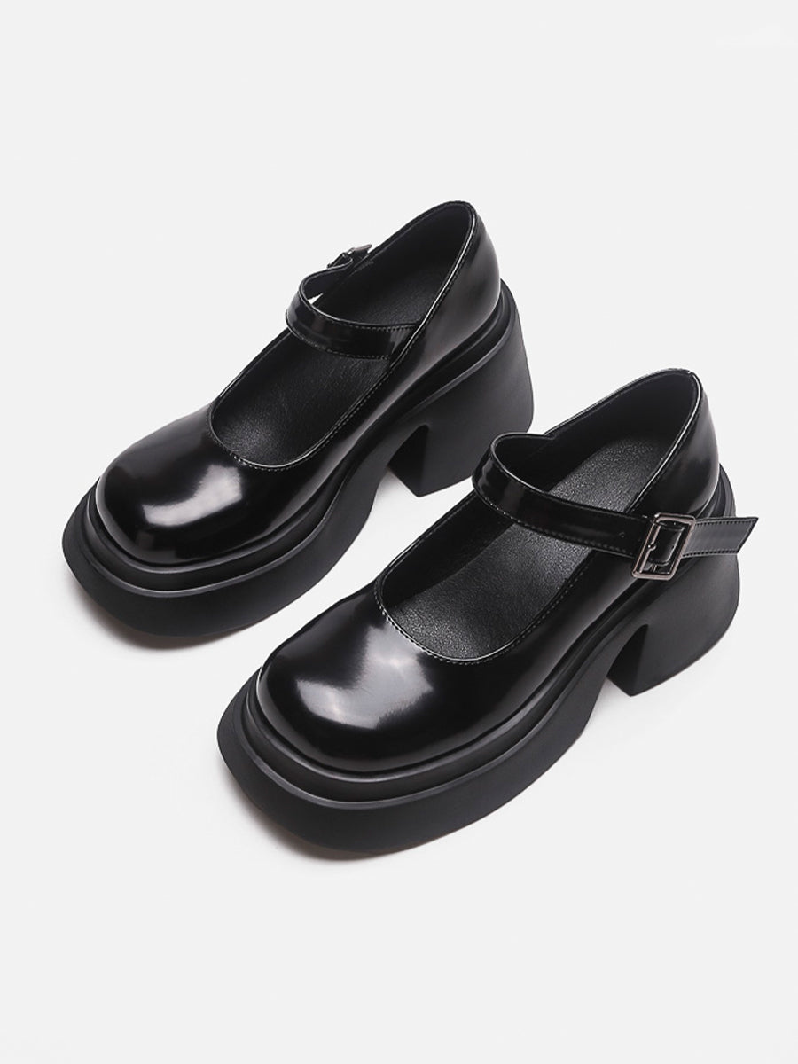 Solid Color Ankle Strap Platform Pumps