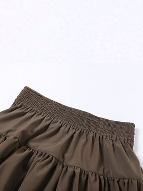 Retro Square Neck Short Bubble Sleeve Top&Pleated Skirt Set