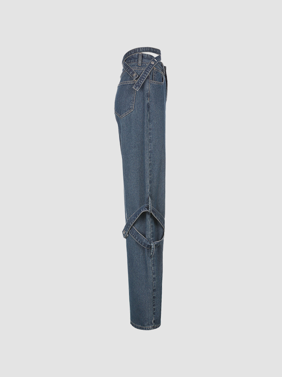 High Street Strap-On Jeans Pants