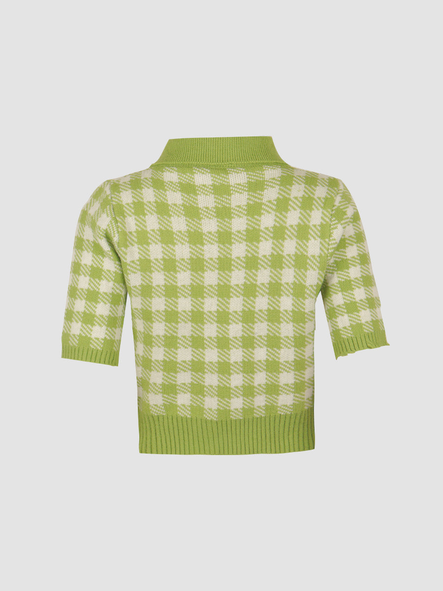 Plaid Floral Button Top