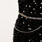 Black Sequin Party Dress with Chain
