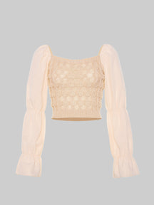 Knitted Chiffon Patchwork Long Sleeve Top