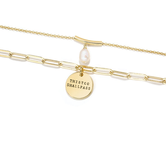 Baroque Double Pearl Metal Necklace