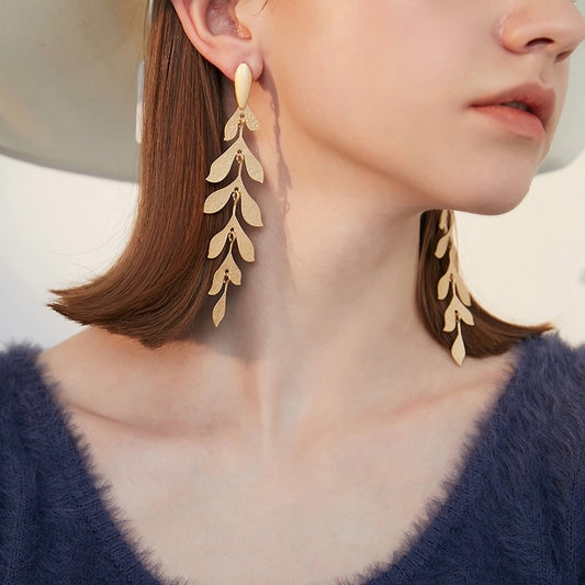 Golden Wheat Wave Earrings
