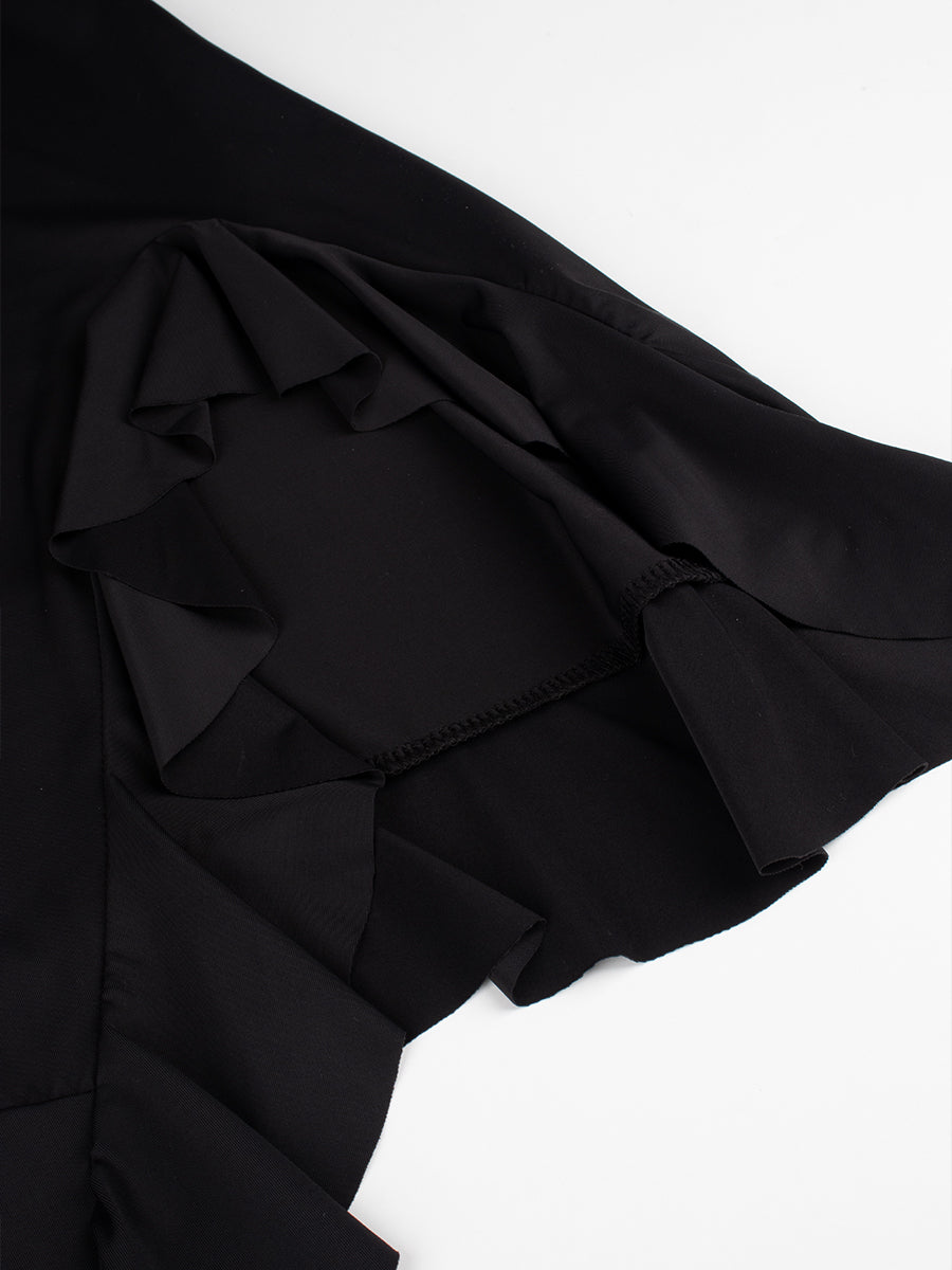 Black Hem Split Silky Dress