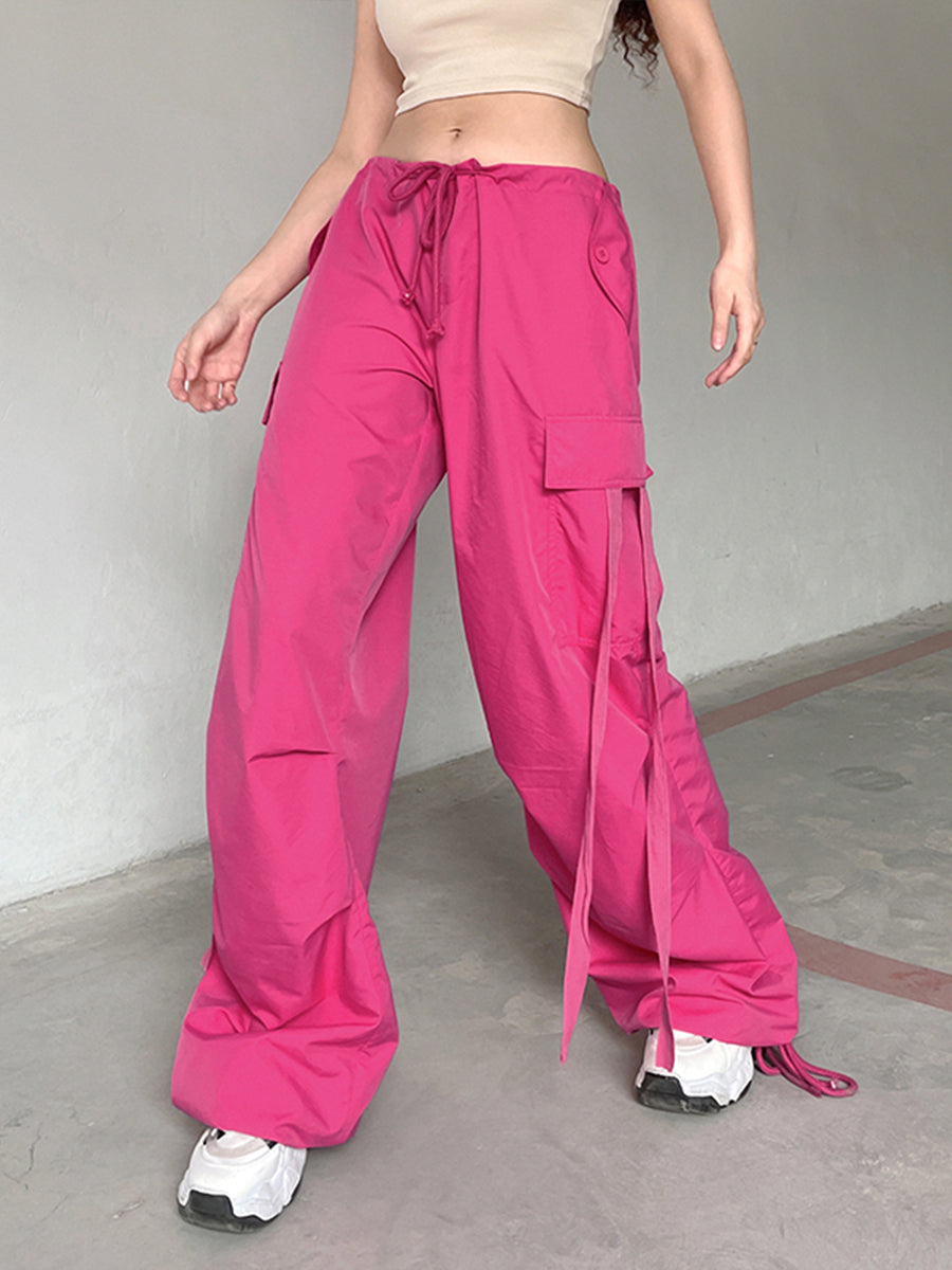 Pink Pockets Casual Pants
