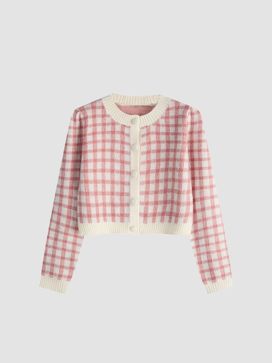 Checkerboard Knitted Cardigan