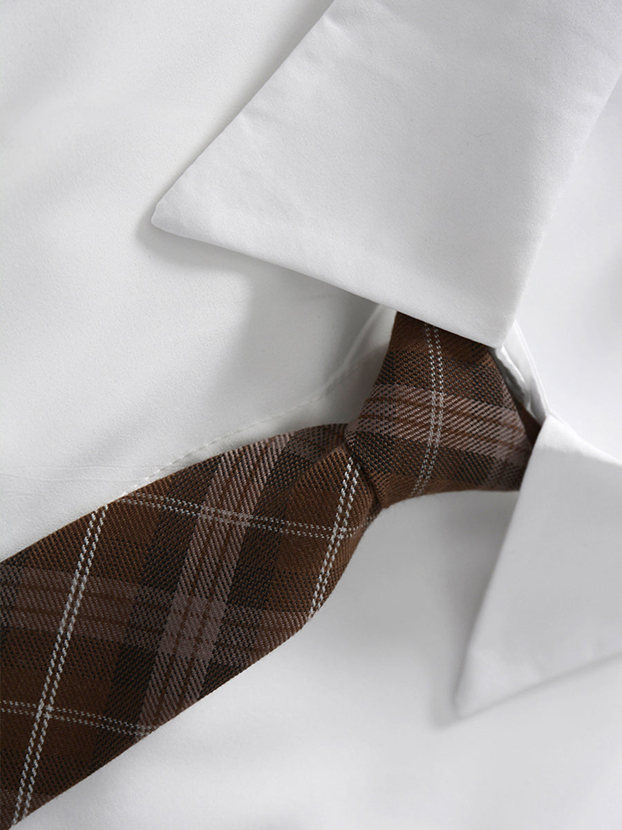 Blazer & Skirt & White Shirt with Tie Three Piece Set