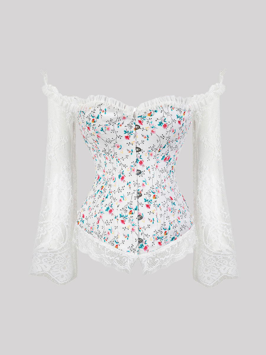 Lace Long Sleeve Corset Top