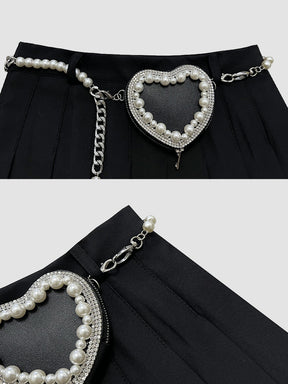 Love Chain Black Pleated Skirt