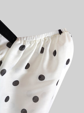 Black And White Polka Dot Knitted Patchwork Dress