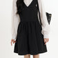 Long Sleeve Shirt + Black Suspender Dress Two Piece Set
