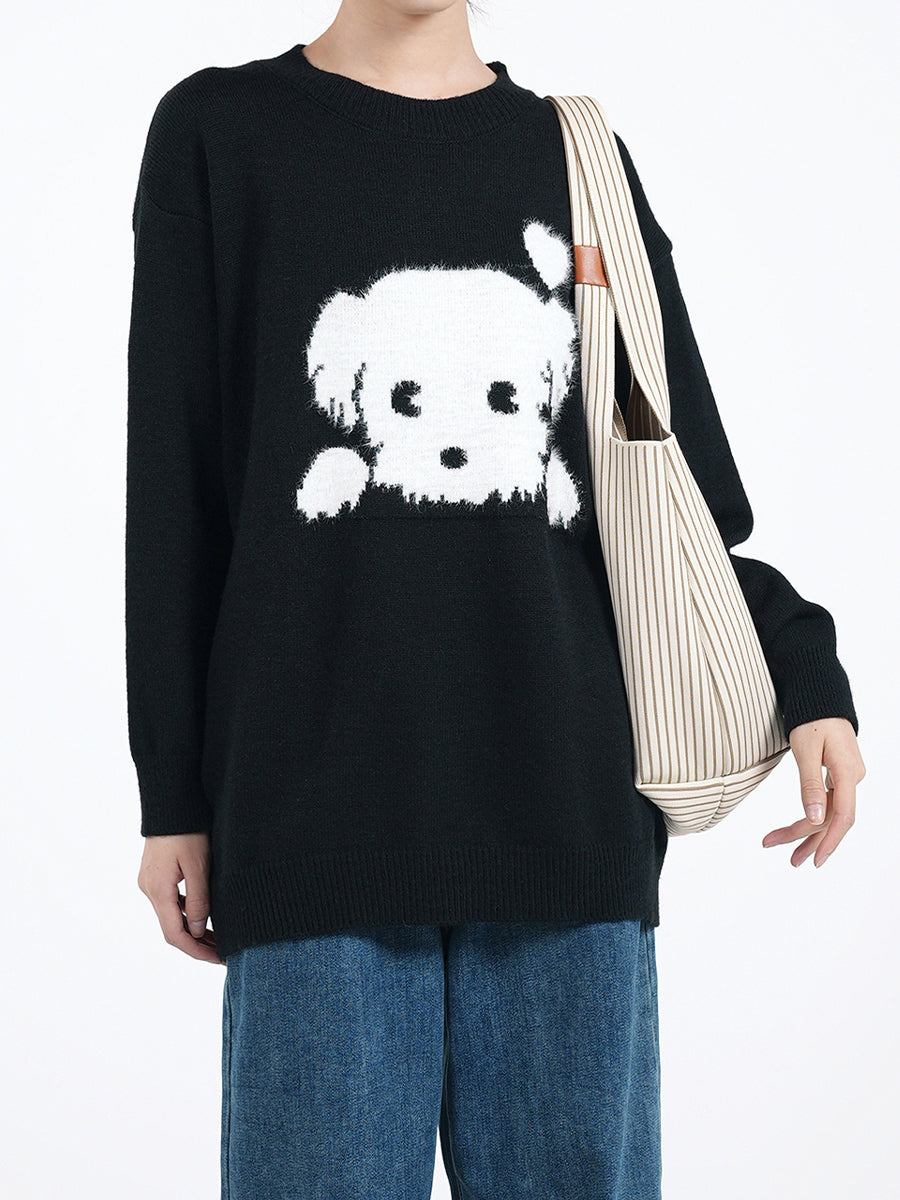 Puppy Pattern Knit Sweater