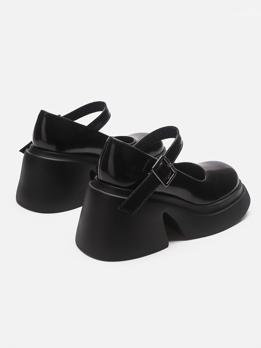 Solid Color Ankle Strap Platform Pumps