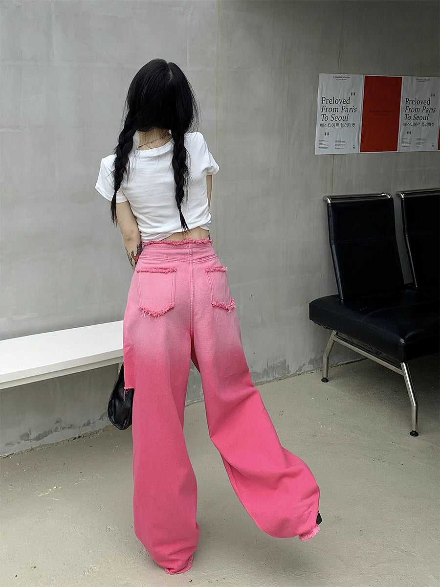 UNDERSLEEP Pink Denim Loose Jeans