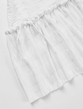 Drawstring Lace  Ruched Mini Dress