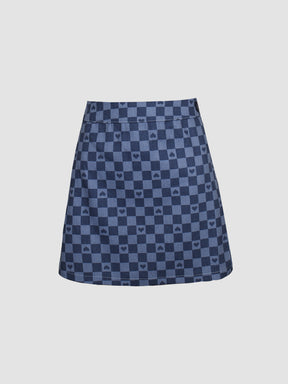 Love Blue Plaid Denim Cami&Skirt Set