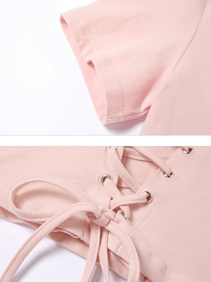 Cute Strappy Letter Print Crop Top