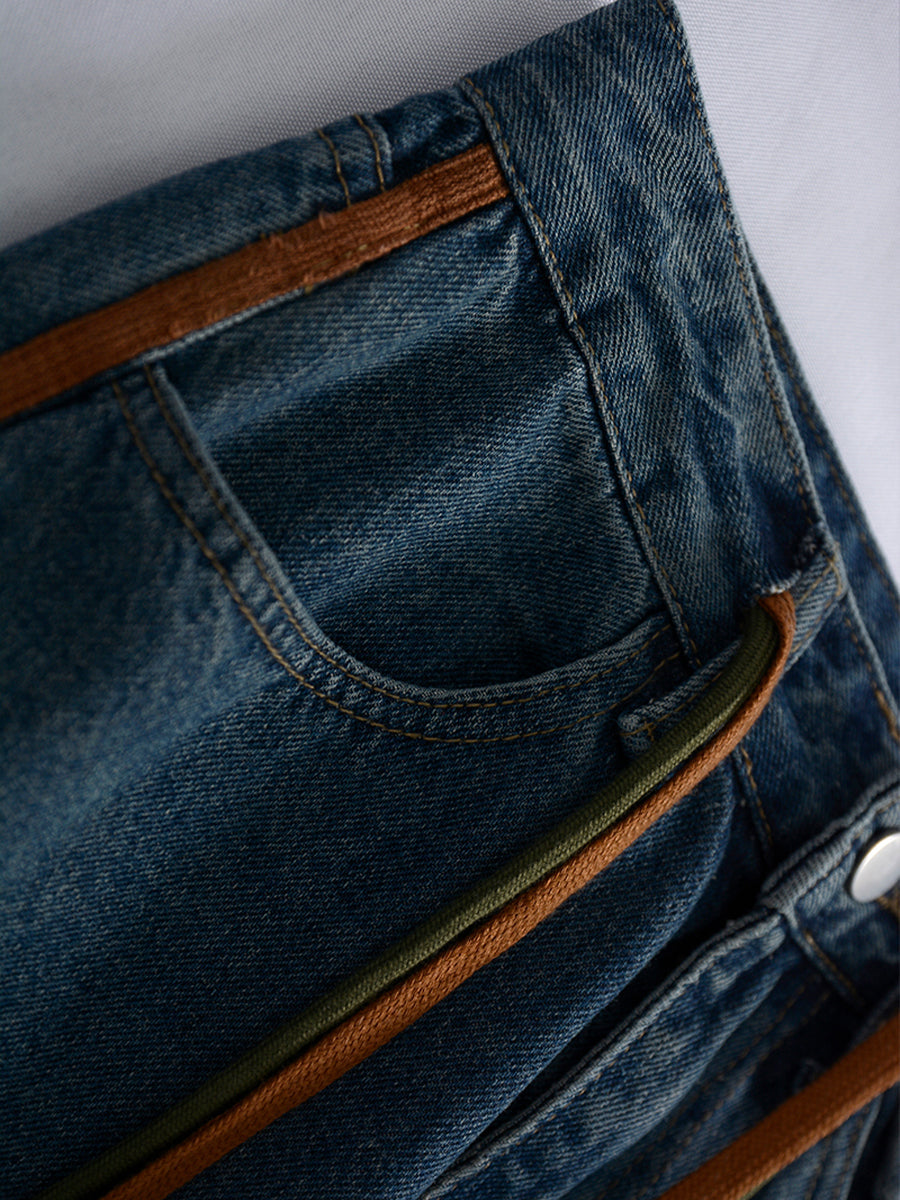 Drawstring Straight Leg Jeans
