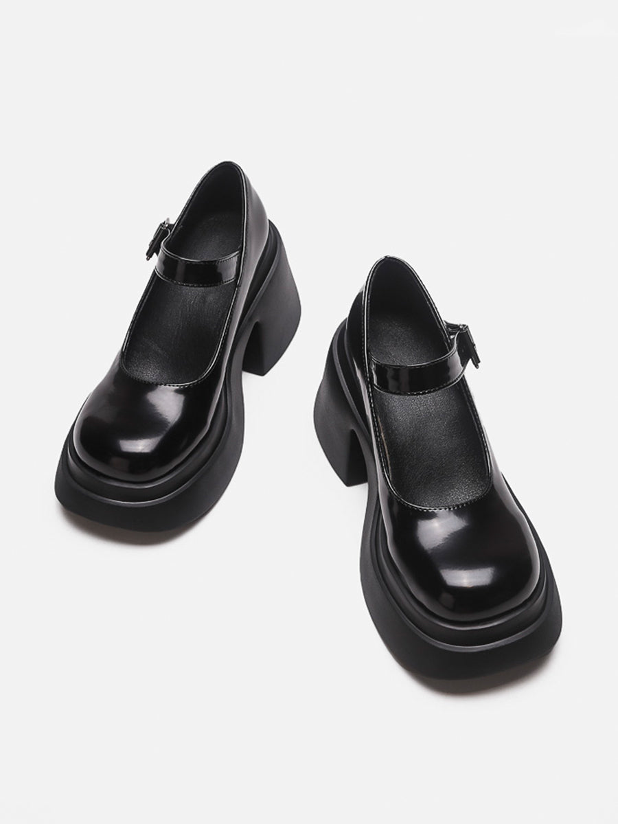 Solid Color Ankle Strap Platform Pumps