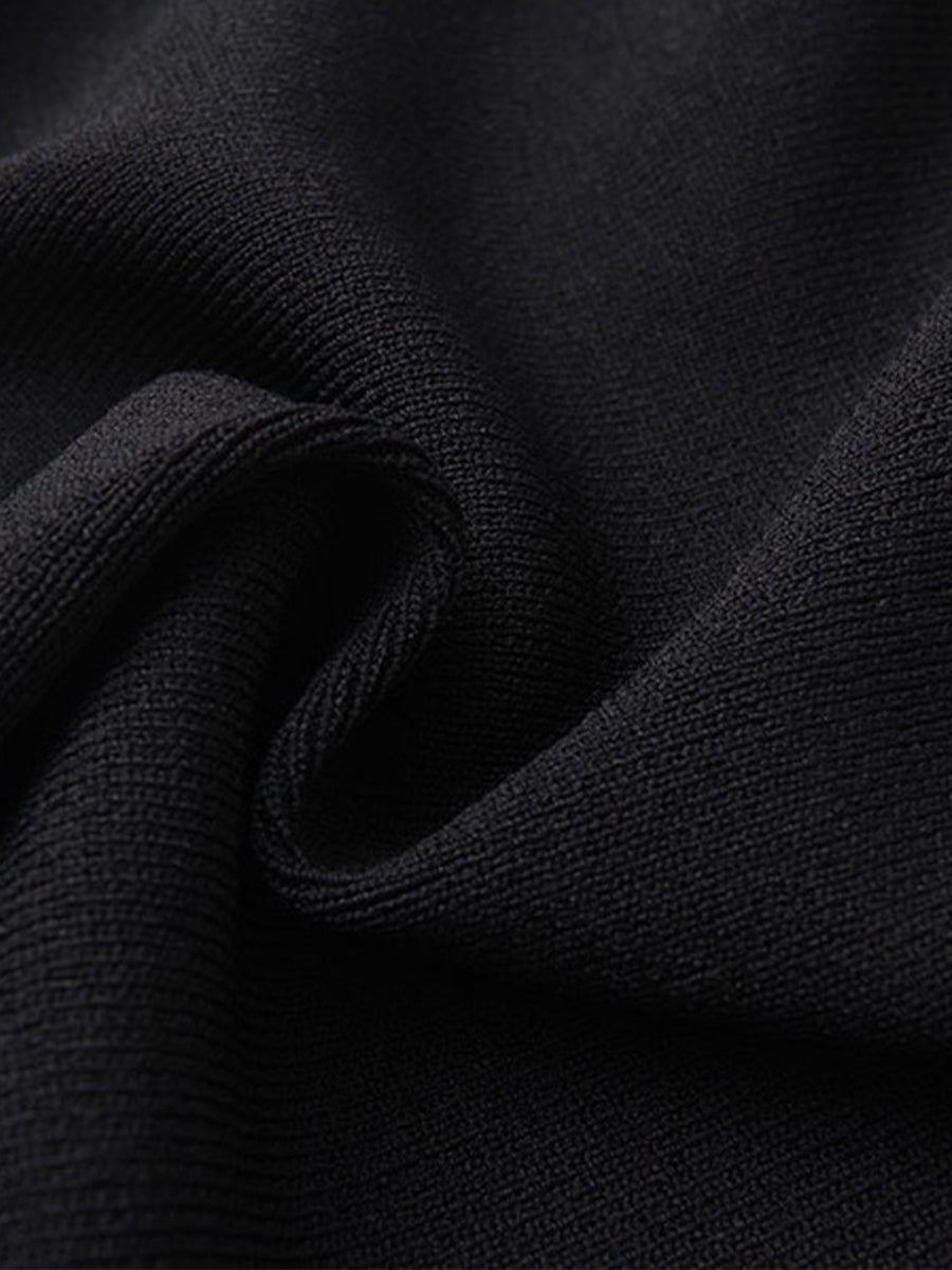 Black Knitted Button Tank Top