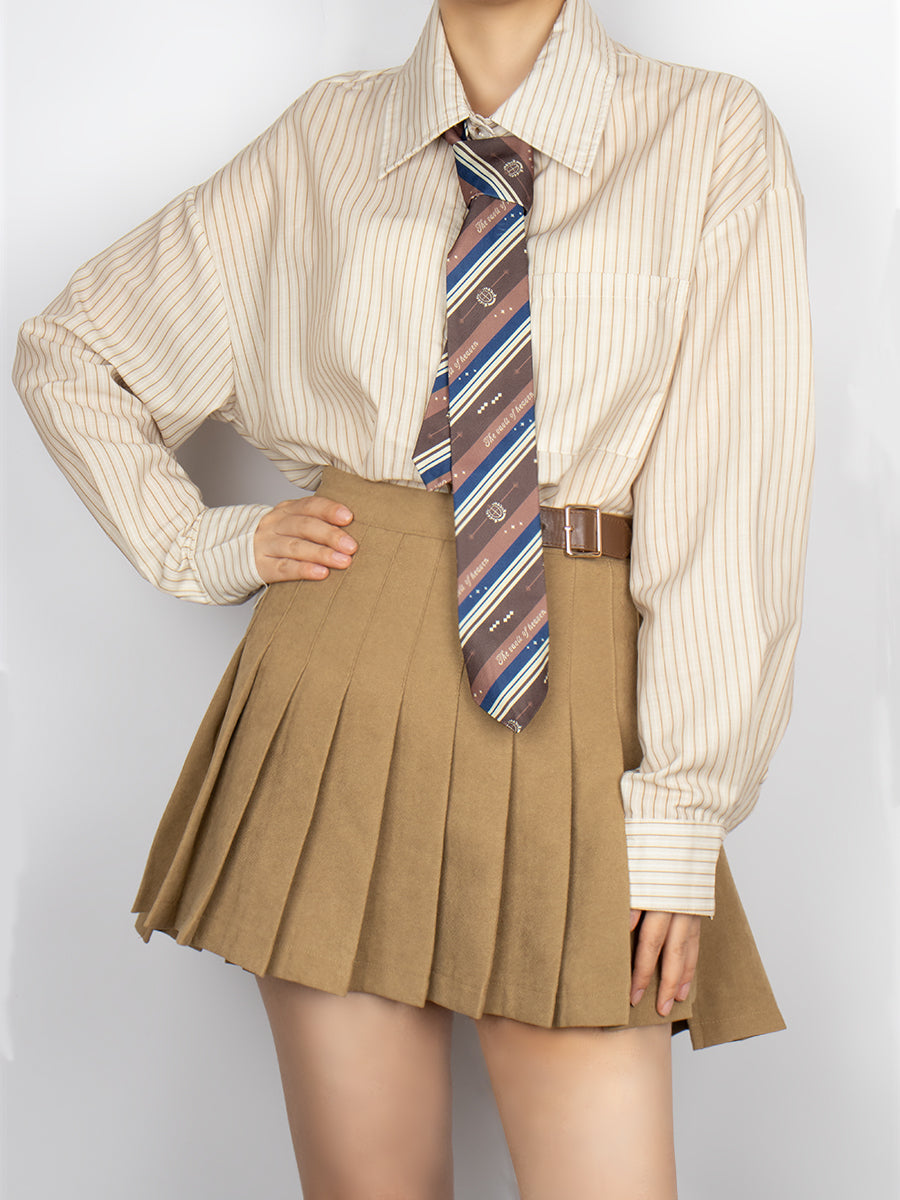 Badge Blazer & Shirt & & Vest & Skirt & Tie Five Piece Set
