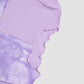 K-pop Tie Dye Cropped Frill Short Sleeve Tops
