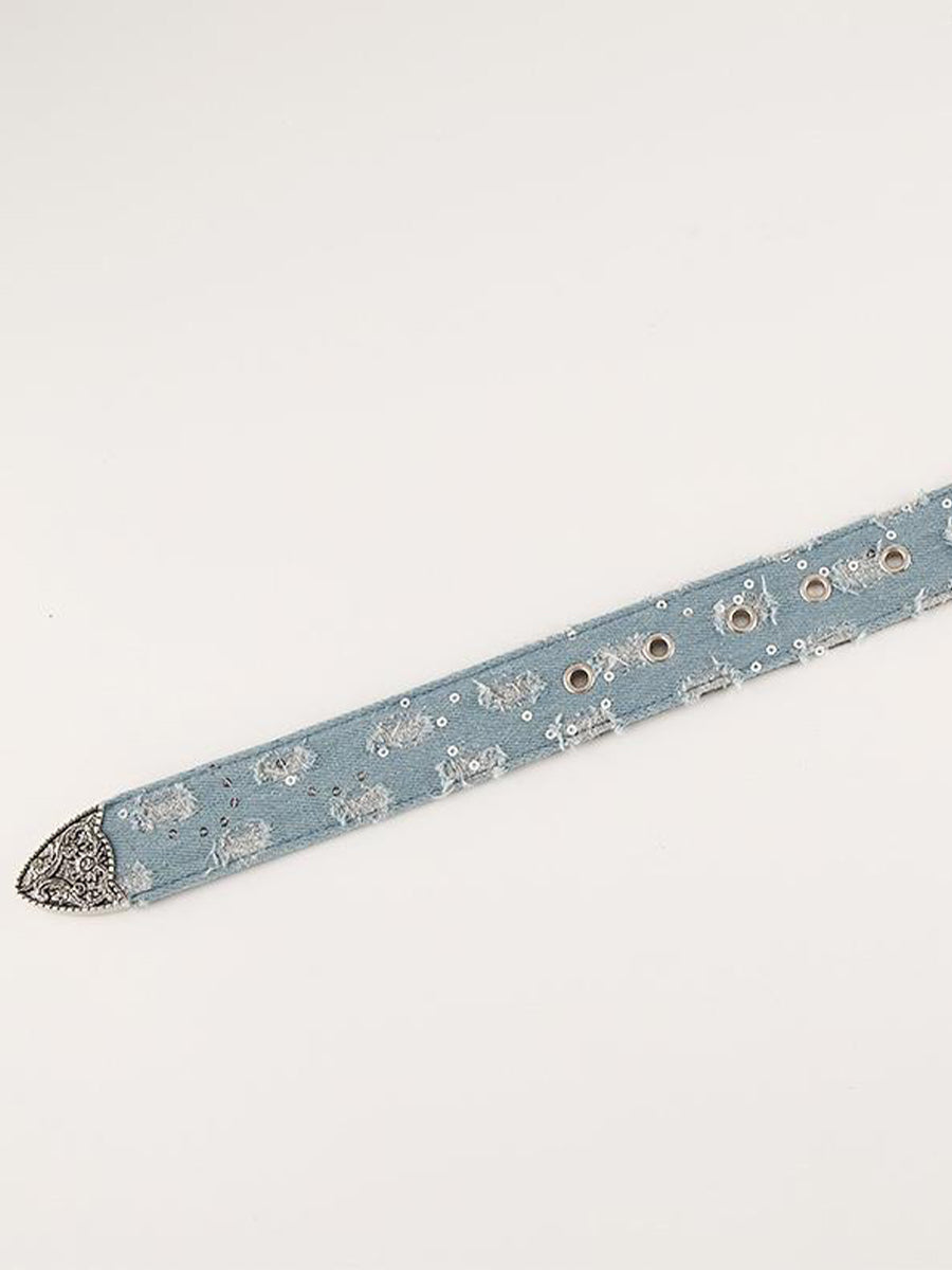 Denim Print Pin Buckle Belt