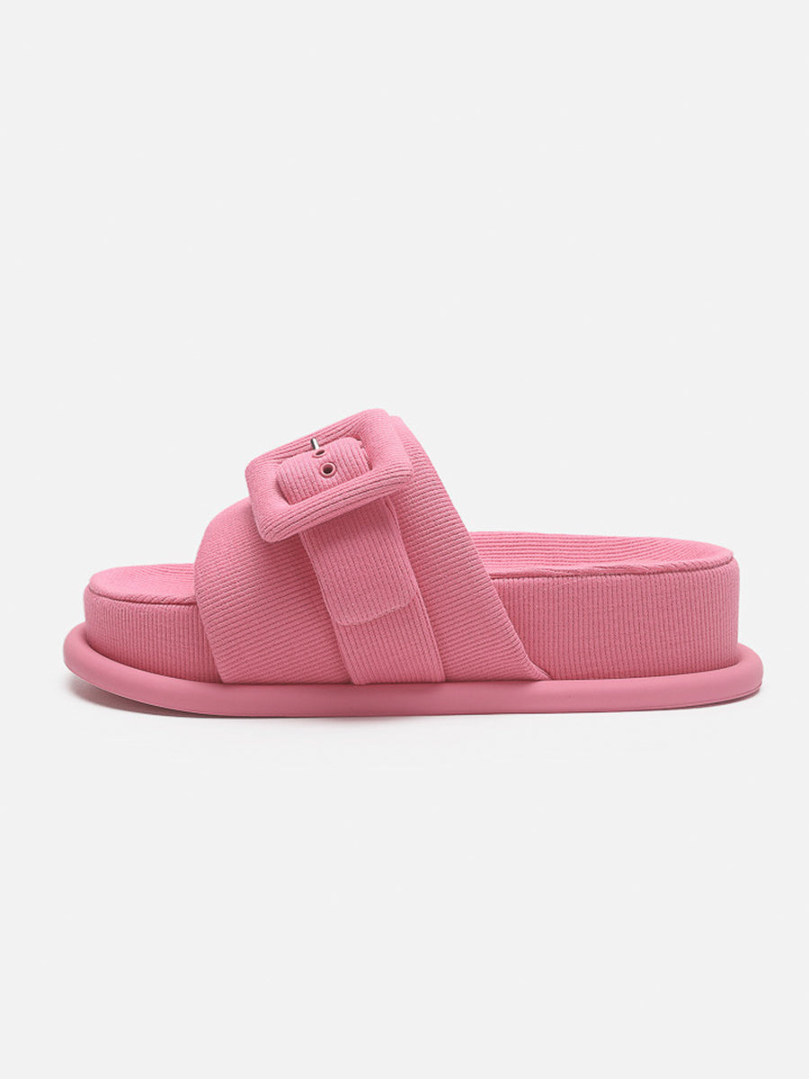 Square Buckle Open Toe Thick Bottom Slippers
