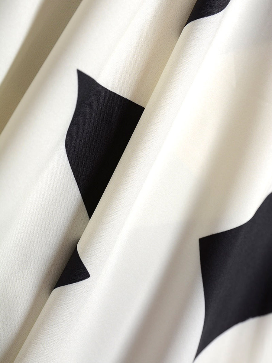 Black And White Irregular Midi Skirt