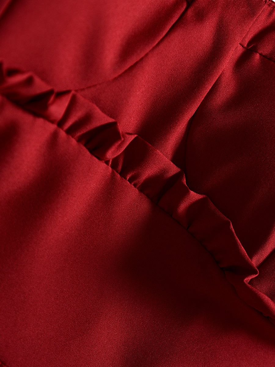 Romantic Red Sleeveless Backless Dress