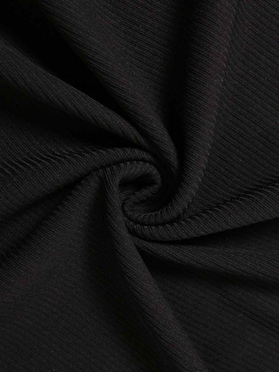 Black Lace Hollow Halter Dress