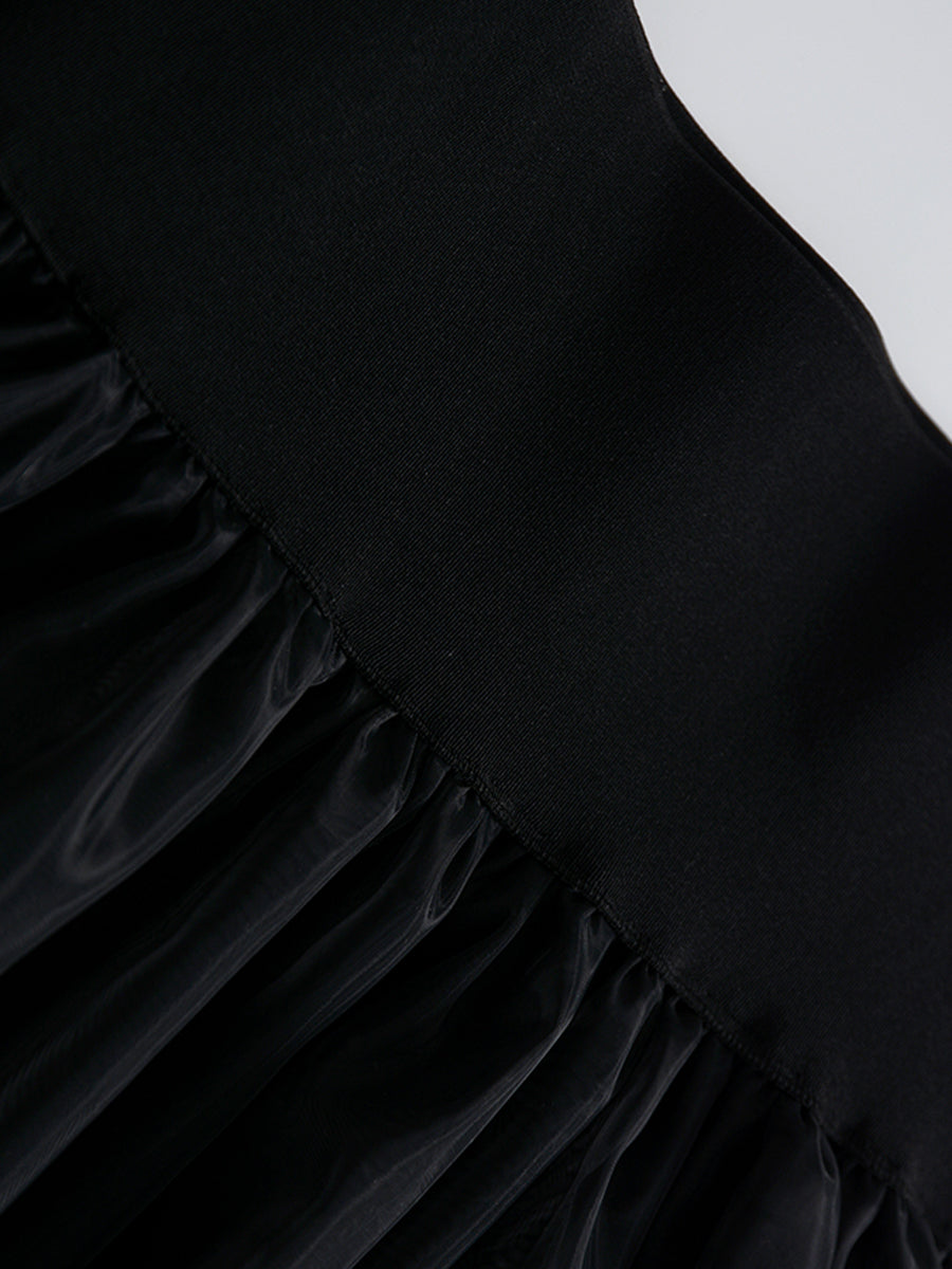 Lace Hem Black Camisole Dress