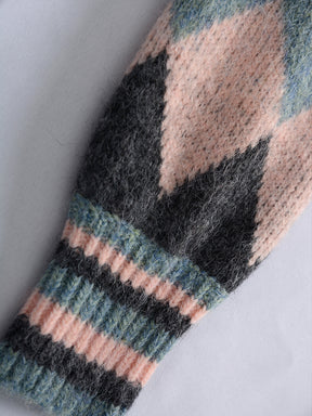 Diamond Plaid Knit Sweater Top