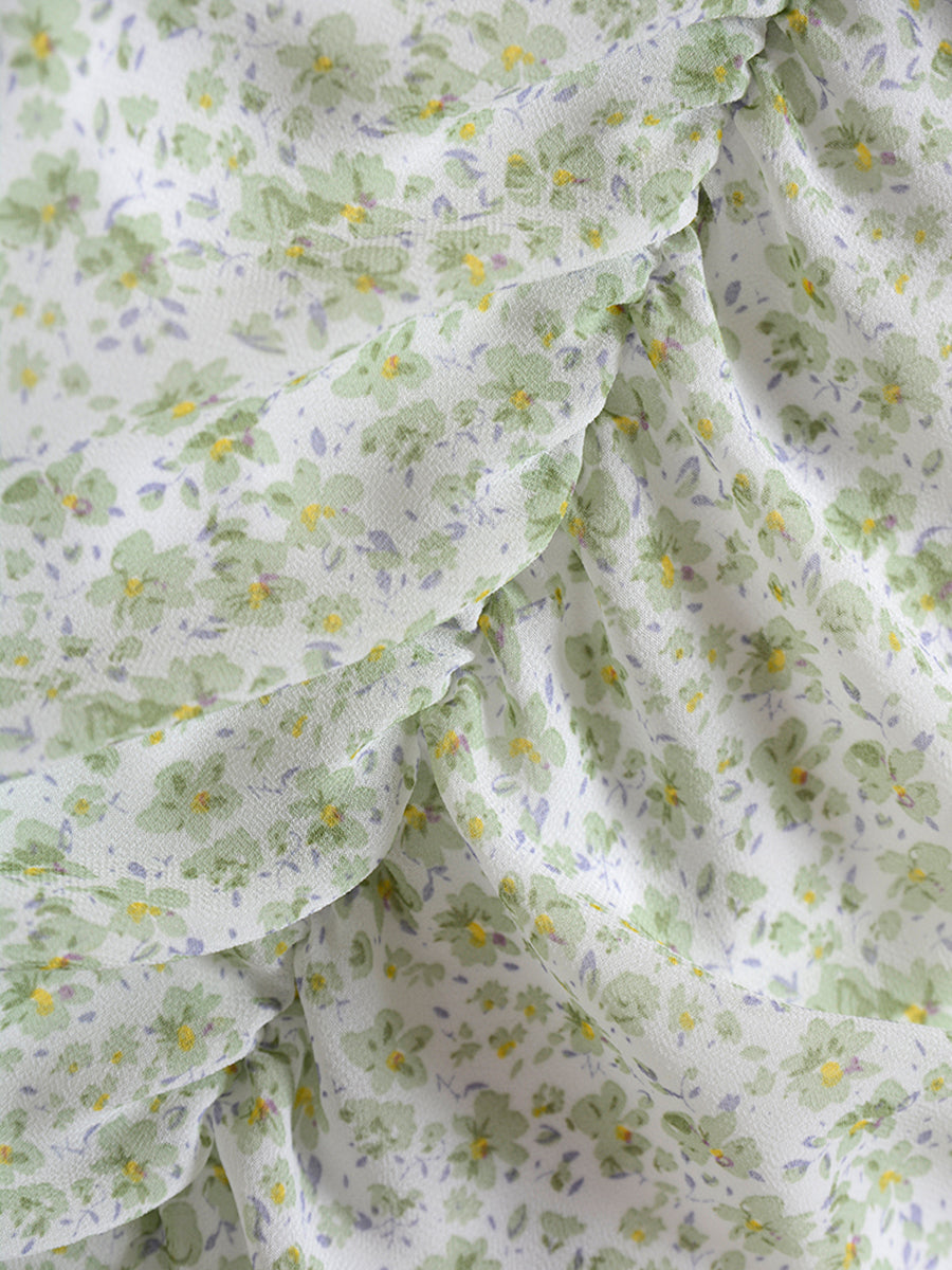 Floral Chiffon Pleated Dress