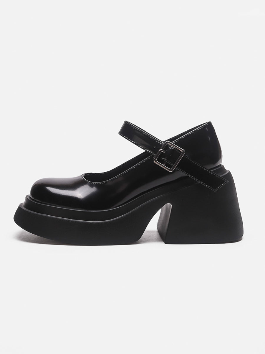 Solid Color Ankle Strap Platform Pumps