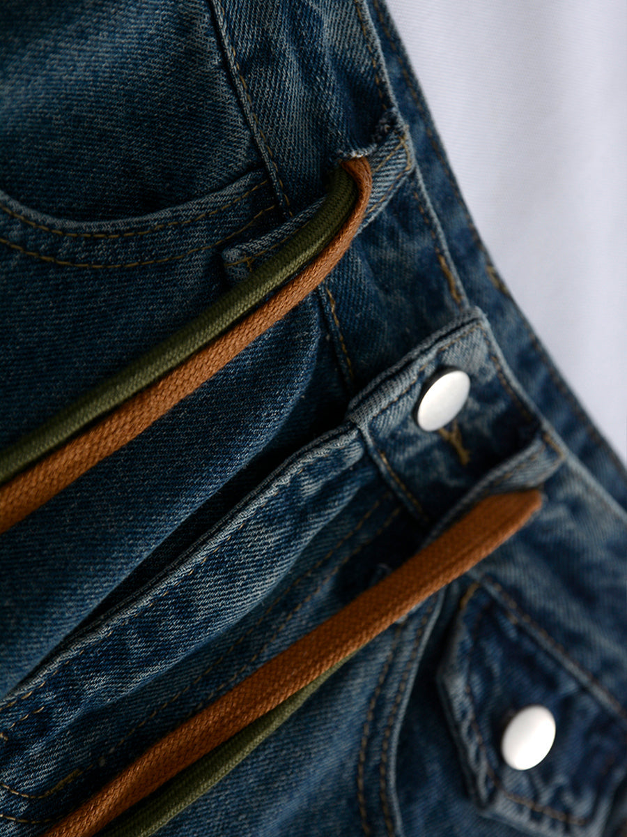 Drawstring Straight Leg Jeans