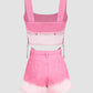 Pink Gradient Camisole + Denim Shorts Set