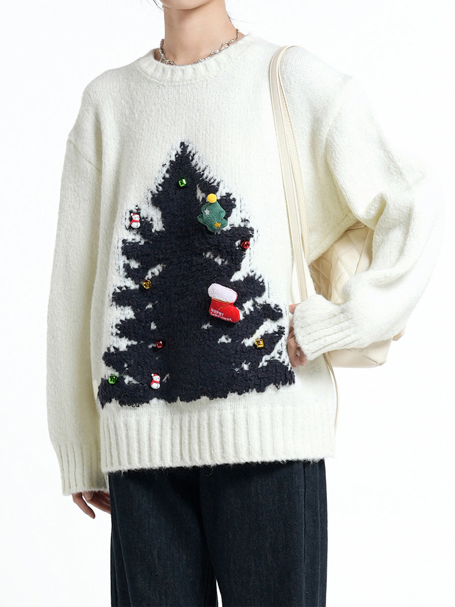 Christmas Tree Pattern Knitted Sweater