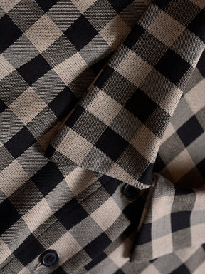 Coffee Checkered Shirt Top & A-line Skirt / Pleated Skirt Set