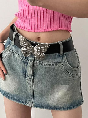 Y2K Butterfly Pattern Wide Belt