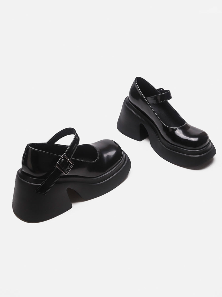 Solid Color Ankle Strap Platform Pumps