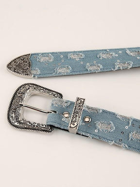 Denim Print Pin Buckle Belt