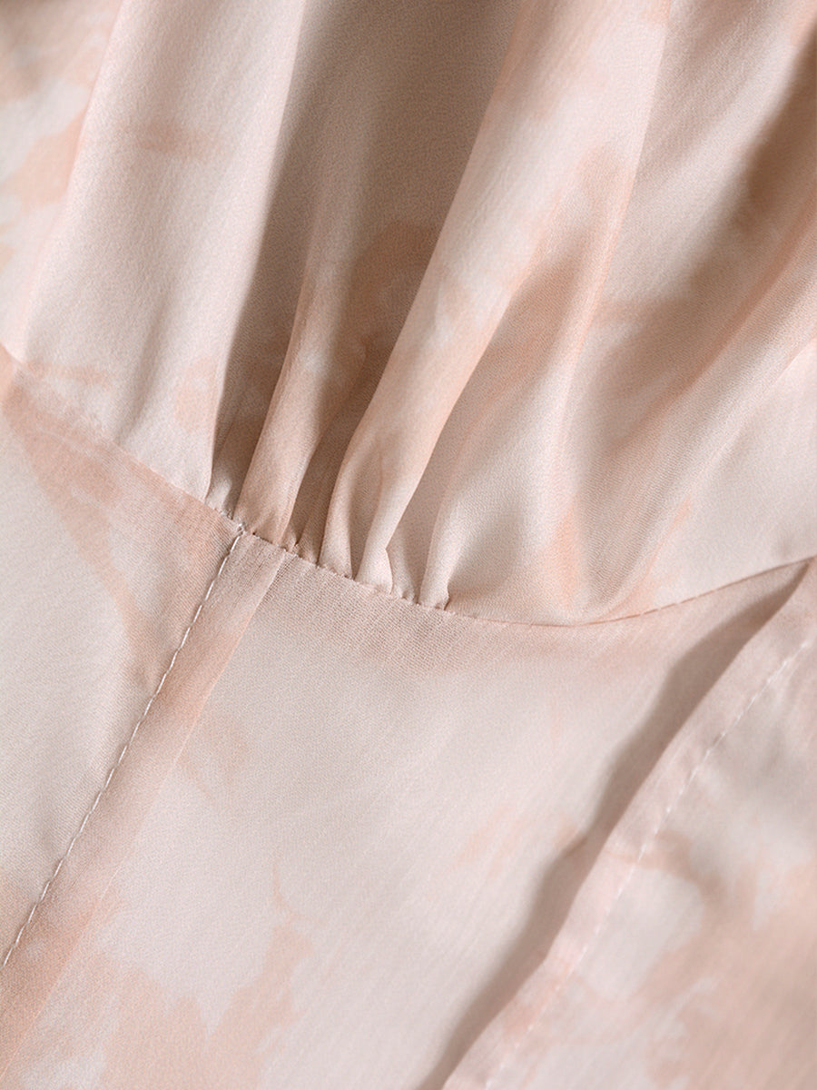 Gentle Tie-dye Print Midi Halter Dress
