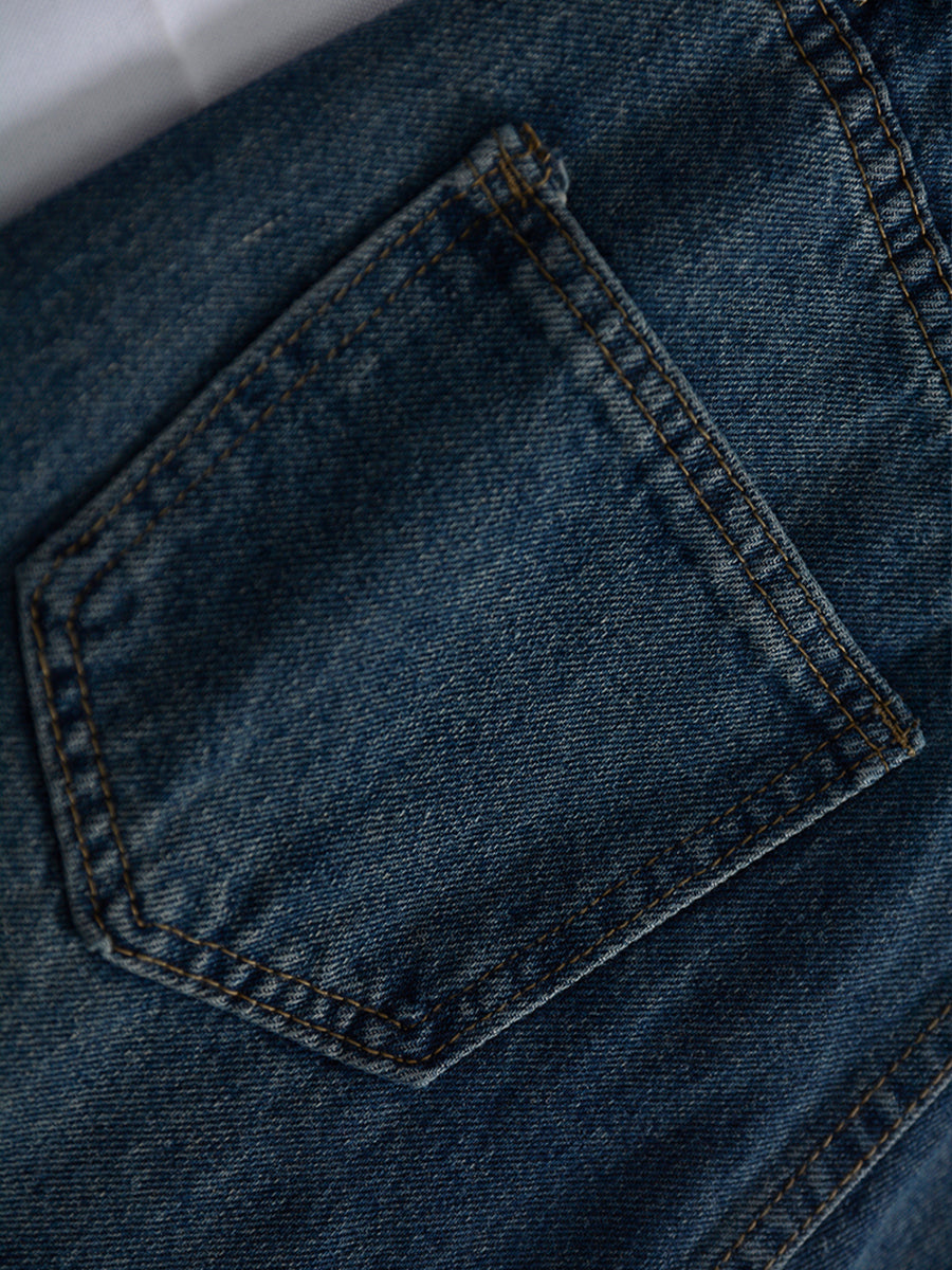 Drawstring Straight Leg Jeans