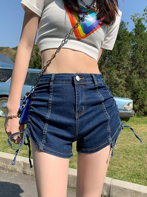 Sexy Drawstring Lace-up Denim Shorts